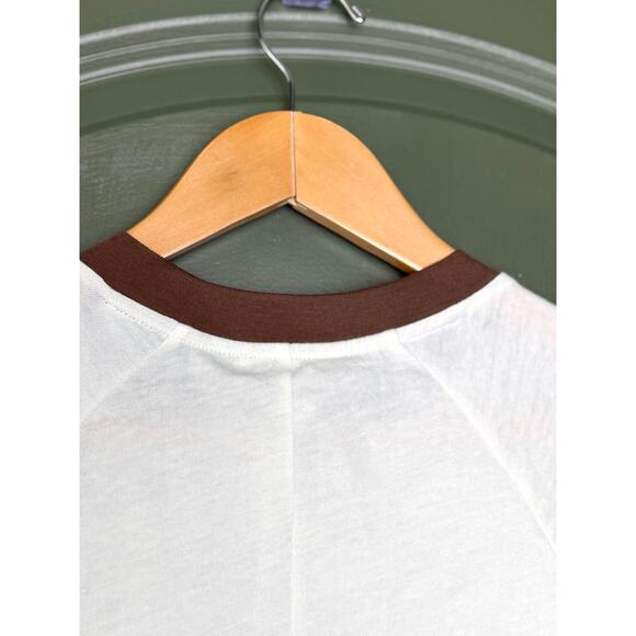 NWT Pistola Ryn Shrunken Raglan Cotton Tee Soft White Cream Brown Women's Small - Picture 4 of 5